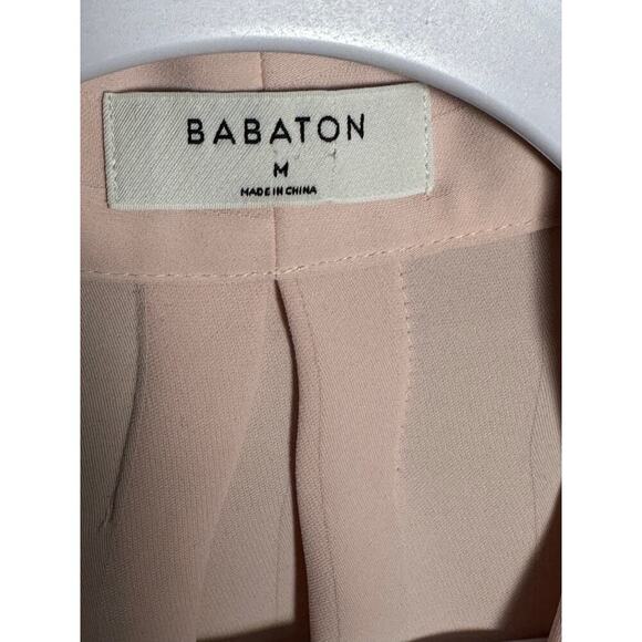 BABATON‎ by Aritzia Sz M Akira Power Blouse Long Sleeve V-neck Light Pink career - Picture 3 of 10